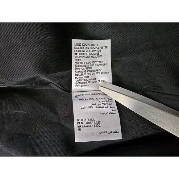 INC‎ International Concepts Wool Coat Faux Fur Collar Belted Black XXL Mob Wife - Picture 7 of 11